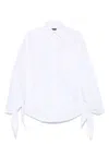 Balenciaga Oversized Knotted Cotton-poplin Shirt In White