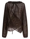 Balenciaga Sheer Silk Blouse With Leopard Print