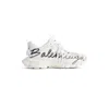 Balenciaga White Track Signature Sneakers In Whiteblck