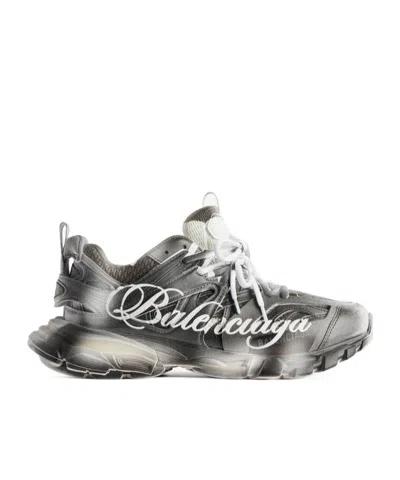Balenciaga Track Stencil Sneakers In Silver