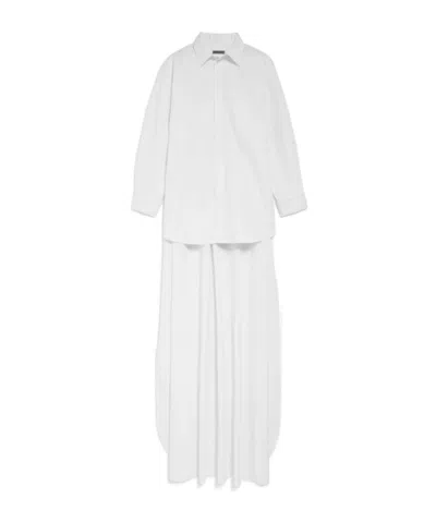 Balenciaga Train High-low Poplin Shirt In White