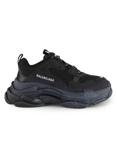 Balenciaga 60mm Triple S Faux Leather Sneakers In Black