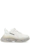 Balenciaga Triple S Clear Sole Logo-embroidered Faux Leather And Mesh Sneakers In White