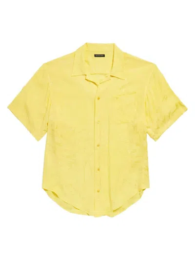 Balenciaga Women's Tropical Flowers Silk Jacquard Short-sleeve Shirt In Yellow
