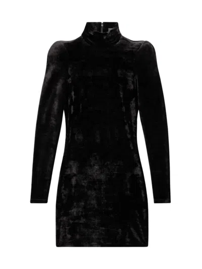 Balenciaga Velvet Turtleneck Dress In Black
