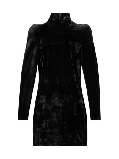 Balenciaga Velvet Turtleneck Dress In Black | ModeSens