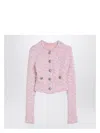 Balenciaga Pink Cotton Blend Tweed Cropped Cardigan