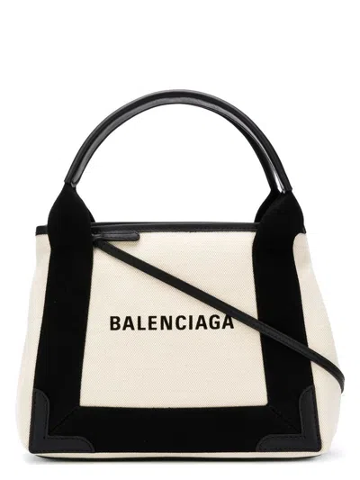 BALENCIAGA WOMEN'S TWO-TONE CANVAS SMALL COBAS NAVY HANDBAG | 3903462HH3N COLOR 9260
