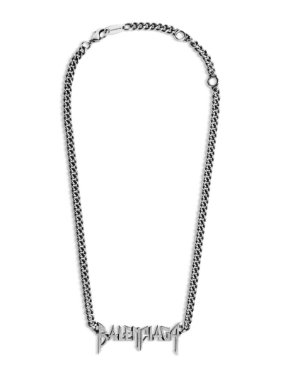 Balenciaga Women's Typo Metal Necklace In Silver