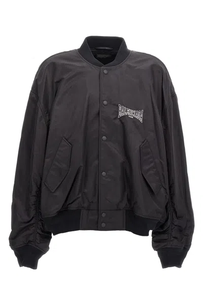 Balenciaga Varsity  Boxing Bomber Jacket In Black