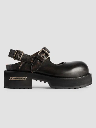 Balenciaga Sandals Open Toe Chunky Sole Sling Back In Black