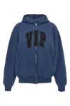 Balenciaga Cotton Sweatshirt With Front Pockets And Hood In Blue