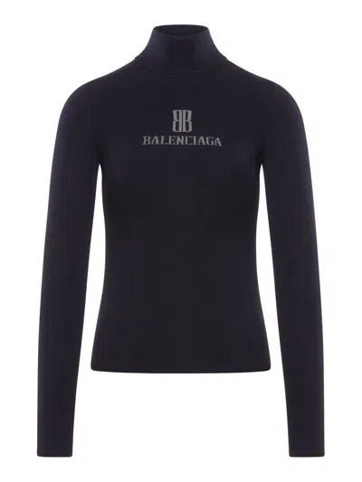 BALENCIAGA BALENCIAGA WOMEN VISCOSE NANO BB HIGH NECK SWEATER