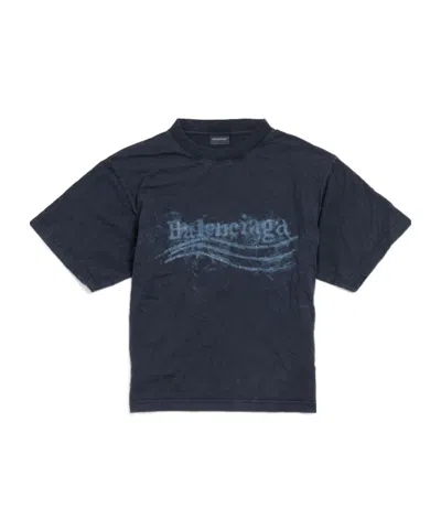 Balenciaga Women's Washed Crayon Political T-shirt Medium Fit In Black Faded
