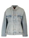 Balenciaga Women's Denim Hourglass Jacket In Blue