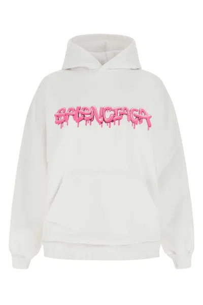 BALENCIAGA BALENCIAGA WOMEN WHITE COTTON BLEND OVERSIZE SWEATSHIRT