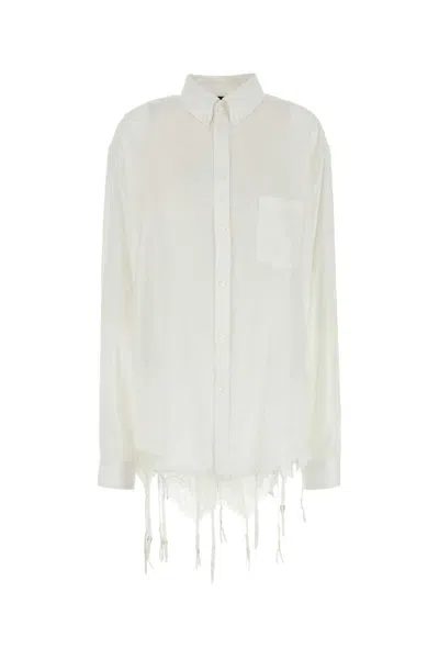 Balenciaga Women White Lyocell Oversize Shirt In Grey