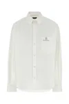 Balenciaga Logo-embroidered Poplin Shirt In White