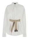 Balenciaga Women White Shirt With Pointed Collar And Adjustable Belt In Cotton Woman In Multi