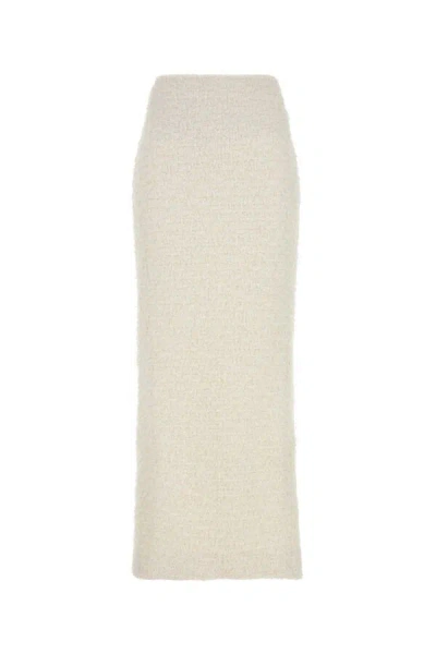 BALENCIAGA BALENCIAGA WOMEN WHITE STRETCH BOUCLÃ¨ SKIRT