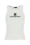 Balenciaga Ribbed Texture Sleeveless Tank Top In White