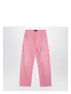 Balenciaga Loose Fit Unisex Trousers With Distressed Accents In Pink