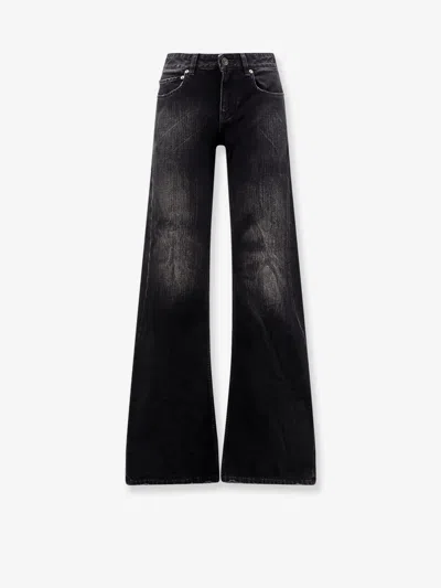 Balenciaga Women Wide Leg Black Denim Trousers