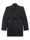 Balenciaga Hourglass Virgin Wool Double-breasted Blazer In Black