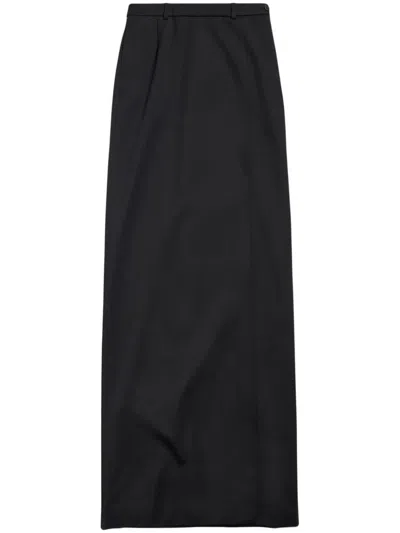 Balenciaga Women Wool Midi Skirt In Black