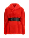 Balenciaga Women Wrap Faux Fur Coat In Red