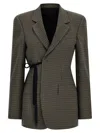 Balenciaga Tailored Wrap Jacket With Checkered Design For Women In Brown