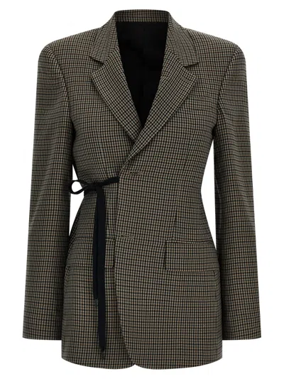 Balenciaga Tailored Wrap Jacket With Checkered Design For Women In Green