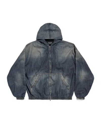 Balenciaga Women's Zip-up Hoodie In Dark Blue