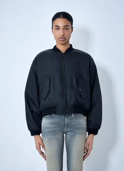 Balenciaga Women Zip-front Bomber Jacket In Blue