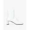 Balenciaga Dutyfree Lambskin Square-toe Ankle Booties In White