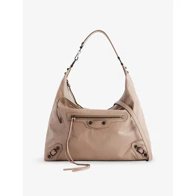 Balenciaga Womens Sesame Le City Medium Leather Hobo Bag In Brown