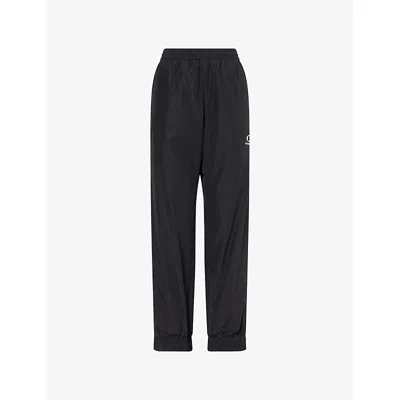 Balenciaga Womens Black Logo-embroidered Cotton-blend Tracksuit Bottoms