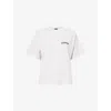 Balenciaga Womens Dirty White Logo-print Relaxed-fit Cotton T-shirt In White