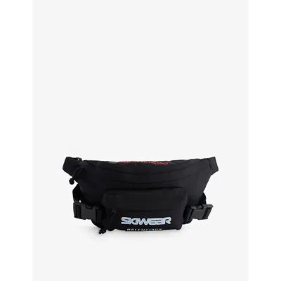 Balenciaga Womens Skiwear Brand-print Woven Bum Bag Black