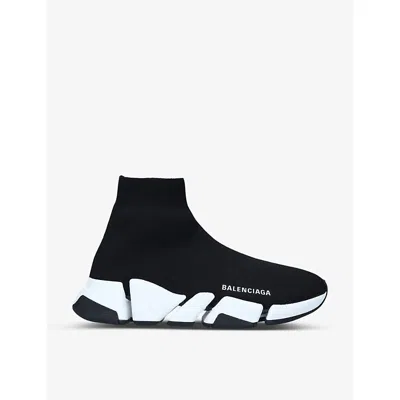 Balenciaga Womens Blk/white Women's Speed 2.0 Stretch-knit Mid-top Trainers Eur 36 / 3 Uk