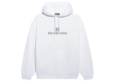 Pre-owned Balenciaga Womens Bb Pixel Medium Fit Hoodie In White