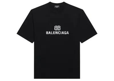 Pre-owned Balenciaga Womens Bb Pixel Medium Fit T-shirt In Black