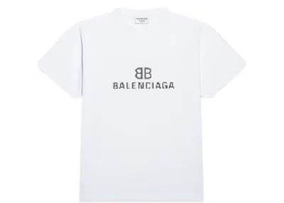 Pre-owned Balenciaga Womens Bb Pixel Medium Fit T-shirt In White
