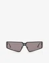 Balenciaga Womens Red Bb0192s Rectangular-frame Metal Sunglasses In Red