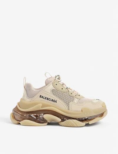 Balenciaga Womens Beige Women's Triple S Leather And Mesh Trainers Eur 42/ 9 Uk