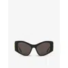 Balenciaga Womens Black 6e000311 Bb0287s Cat Eye-frame Acetate Sunglasses In Black