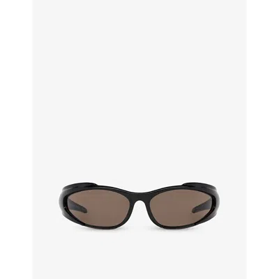 Balenciaga Womens Black Bb0253s Wraparound-frame Acetate Sunglasses