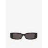Balenciaga Womens Black Bb0260s Rectangle-frame Acetate Sunglasses In Black