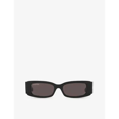 Balenciaga Womens Black Bb0260s Rectangle-frame Acetate Sunglasses