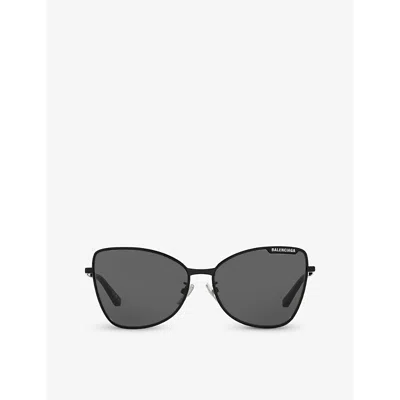 Balenciaga Womens Black Bb0278s Butterfly-frame Metal Sunglasses